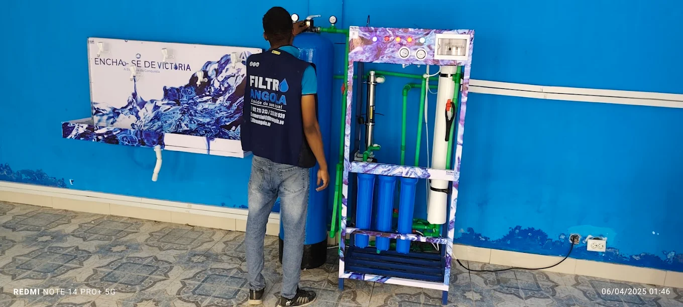 Instalação Sistema Osmose Inversa Rack Personalizado Bomba Pressão LED Filtro Angola